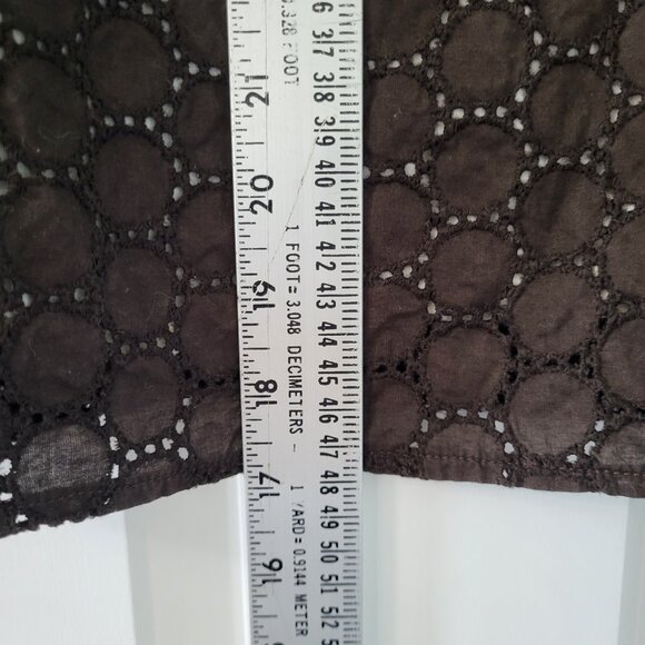 Studio Y Women's Skirt Junior Large Brown Eyelet Overver Cream Lining - Picture 4 of 8